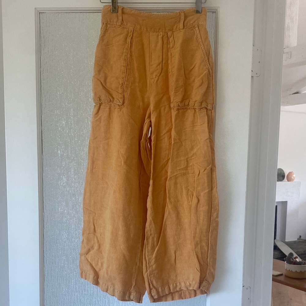 Wide Leg Linen-Blend Pants